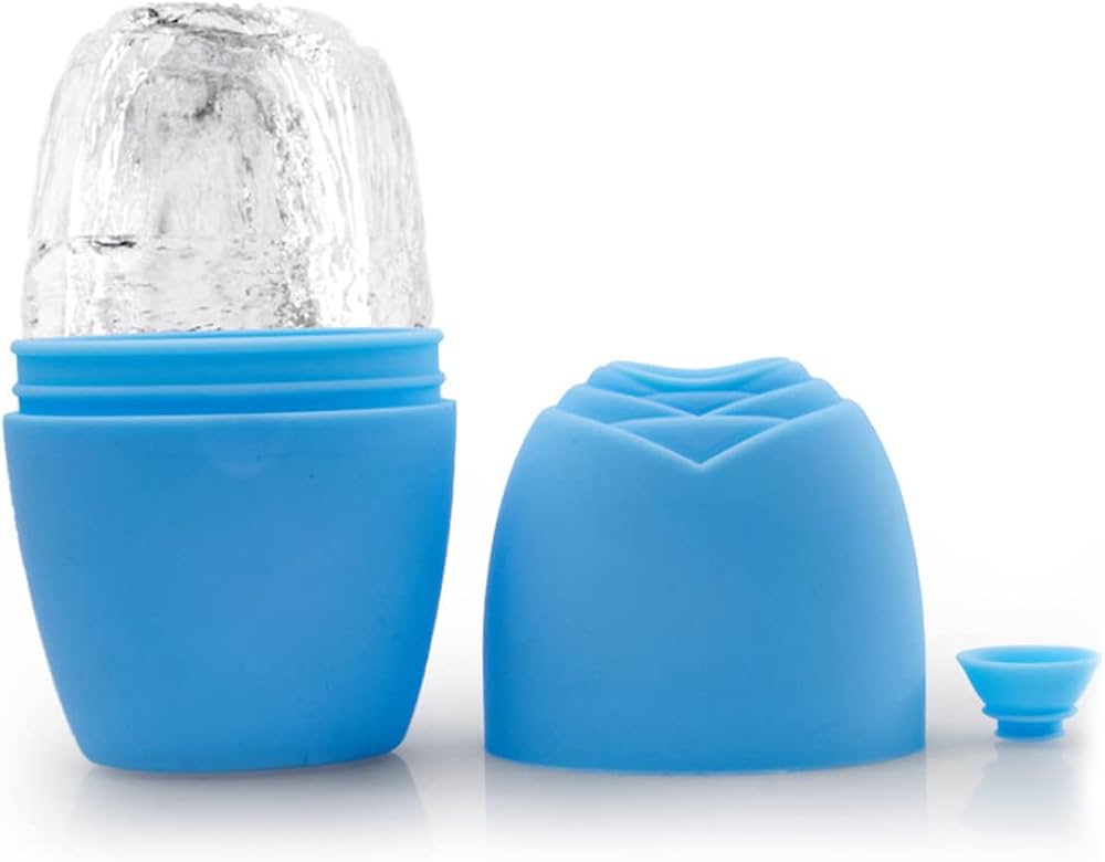 Blue Ice Roller for face – reduces puffiness, soothes skin, tightens pores, relieves tension and headaches