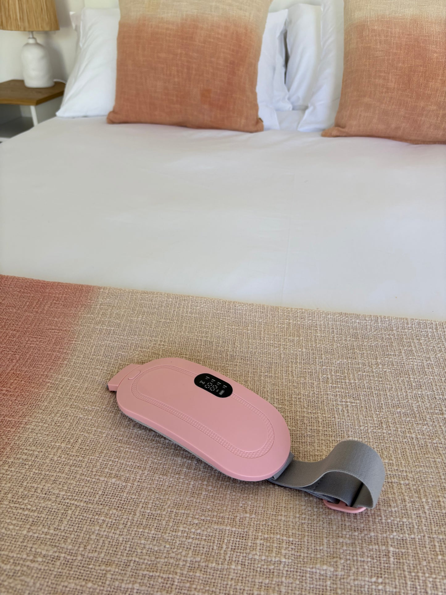 Rechargeable heating pad designed for menstrual cramp relief, delivers soothing heat to relax uterine muscles and reduce period pain anytime, anywhere