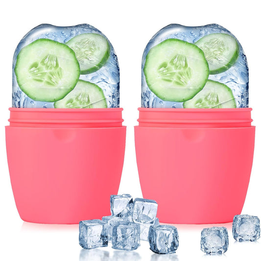 Pink ice roller for face – reduces puffiness, tightens pores, soothes skin, improves circulation, and helps relieve headaches